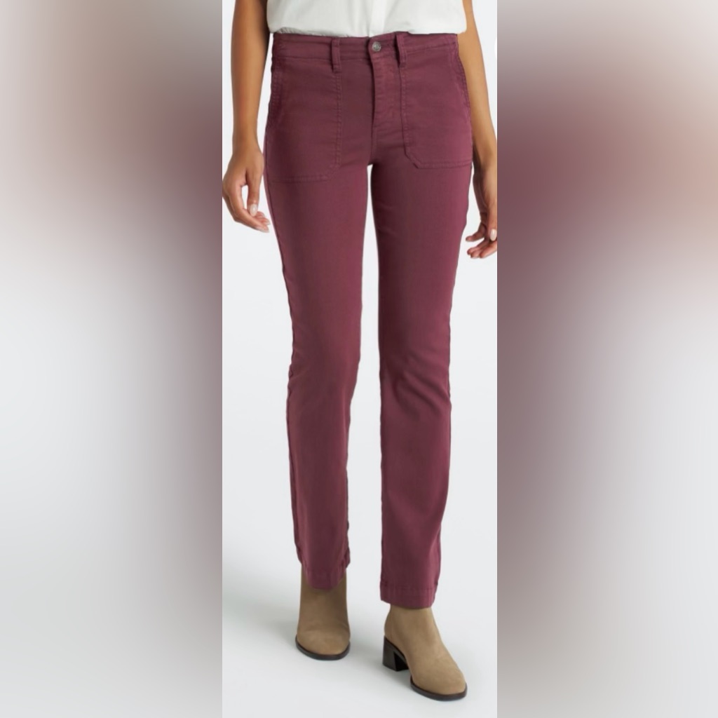 Women's Burgundy Pants - Stacy Utility Boot Cut High-Rise Jeans